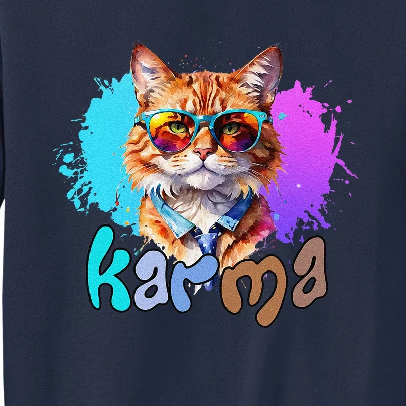 Cute Funny Cat Lover Heart Shape Karma Sweatshirt