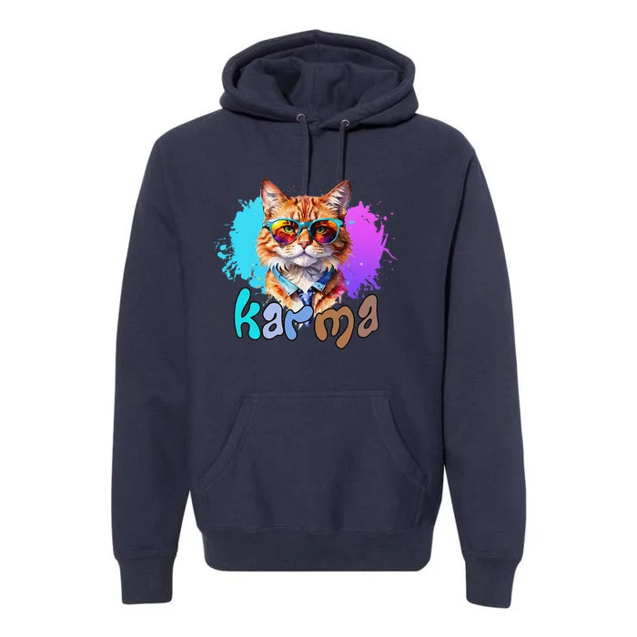 Cute Funny Cat Lover Heart Shape Karma Premium Hoodie