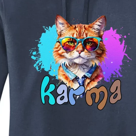 Cute Funny Cat Lover Heart Shape Karma Women's Pullover Hoodie