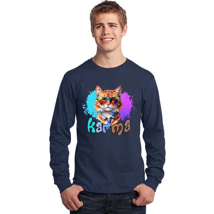 Cute Funny Cat Lover Heart Shape Karma Tall Long Sleeve T-Shirt