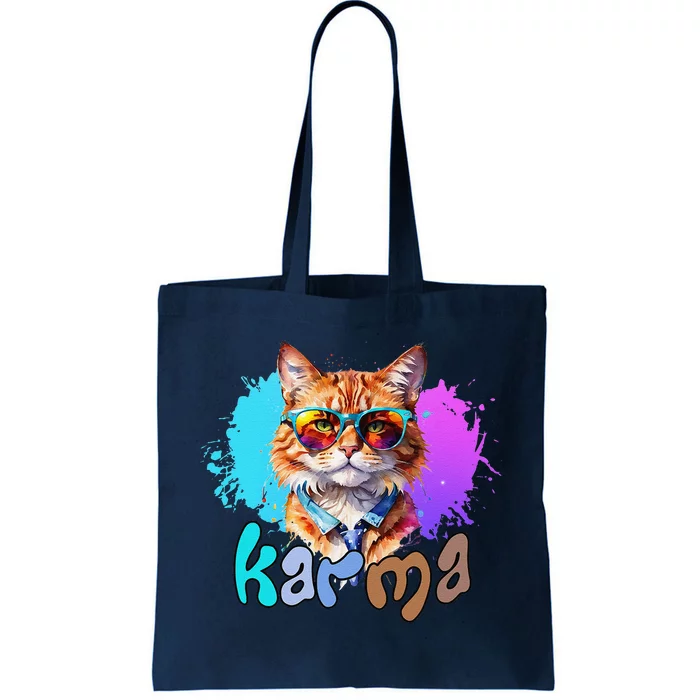 Cute Funny Cat Lover Heart Shape Karma Tote Bag