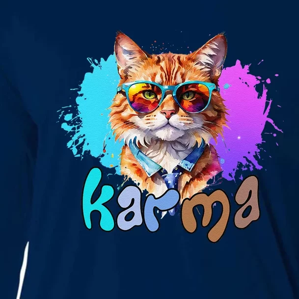 Cute Funny Cat Lover Heart Shape Karma Cooling Performance Long Sleeve Crew