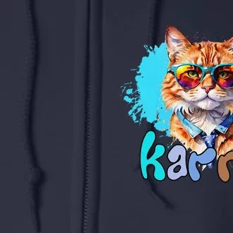 Cute Funny Cat Lover Heart Shape Karma Full Zip Hoodie