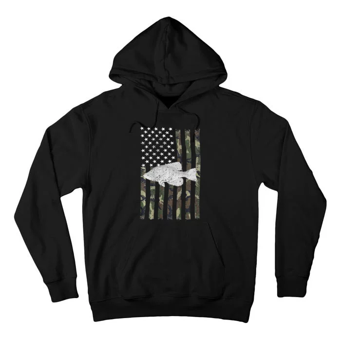 Crappie Fishing Camo Flag (On Back) Tall Hoodie