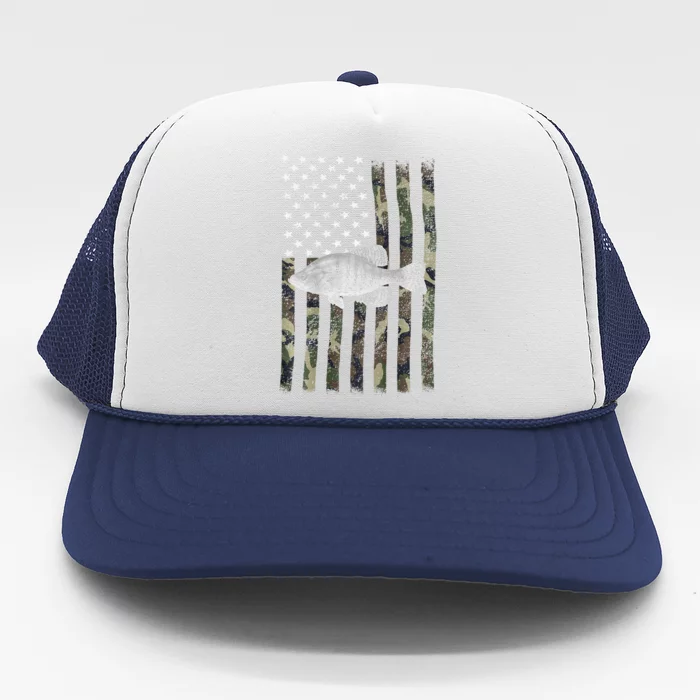 Crappie Fishing Camo Flag (On Back) Trucker Hat