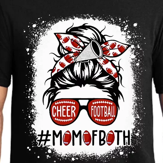 Cheer Football Cheerleading Mom Of Both Messy Hair Bun Pajama Set