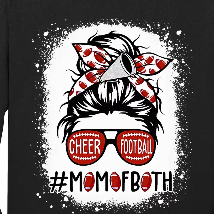 Cheer Football Cheerleading Mom Of Both Messy Hair Bun Tall Long Sleeve T-Shirt