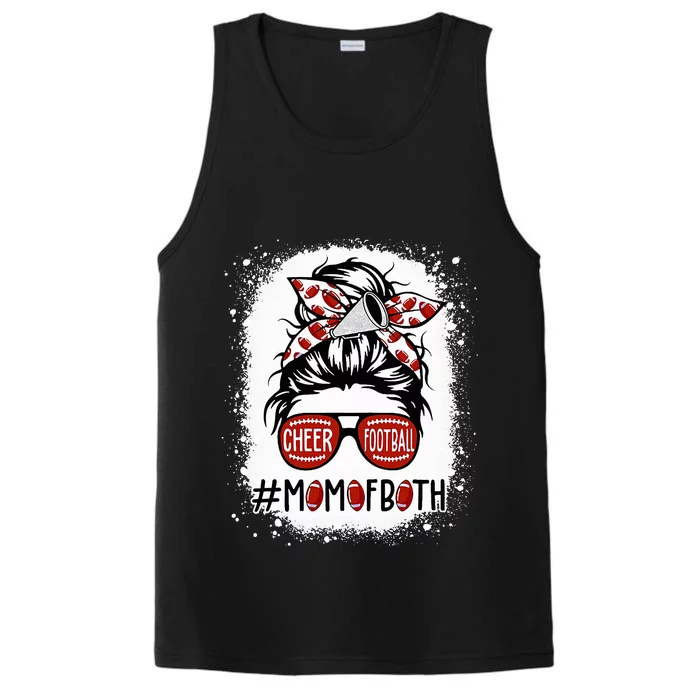 Cheer Football Cheerleading Mom Of Both Messy Hair Bun Performance Tank