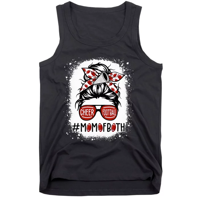 Cheer Football Cheerleading Mom Of Both Messy Hair Bun Tank Top