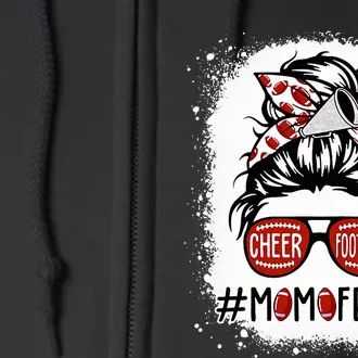 Cheer Football Cheerleading Mom Of Both Messy Hair Bun Full Zip Hoodie