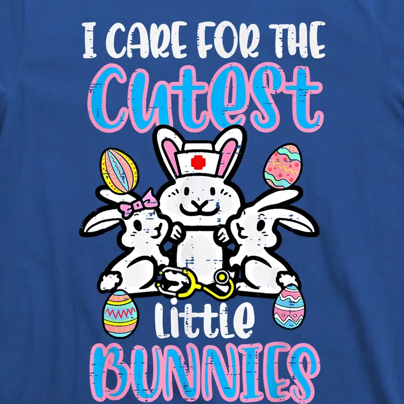 Care For Cutest Little Bunnies Easter Nurse Scrub Top Cool Gift T-Shirt