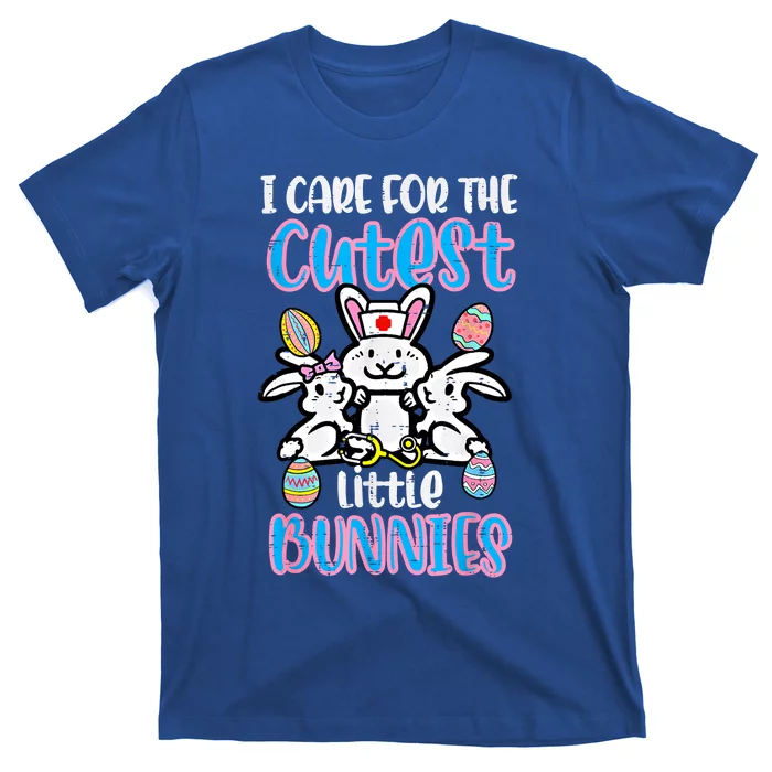 Care For Cutest Little Bunnies Easter Nurse Scrub Top Cool Gift T-Shirt