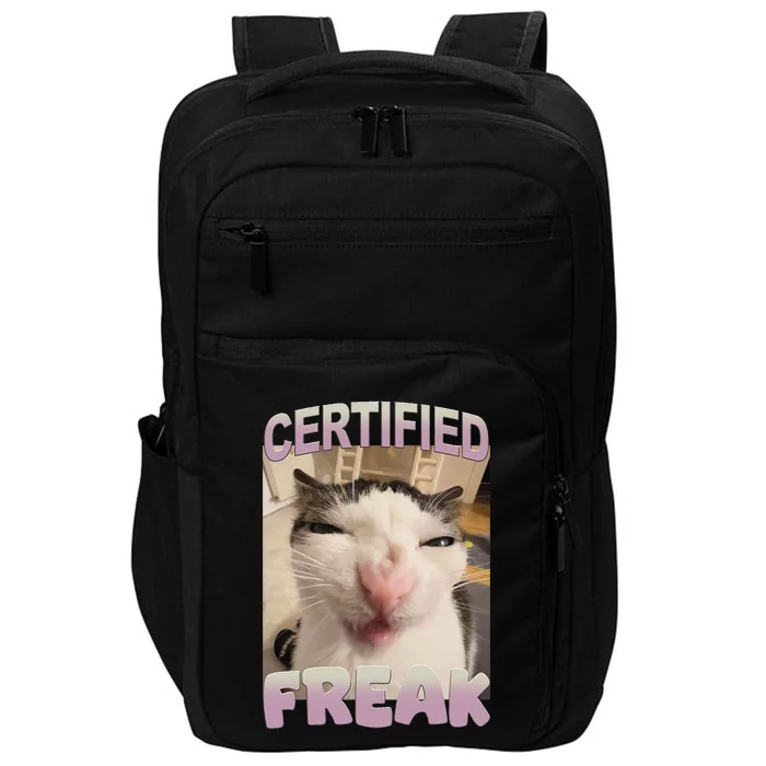 Certified Freak Cat Meme Funny Pet Humor Impact Tech Backpack