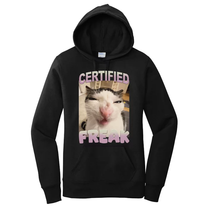 Certified Freak Cat Meme Funny Pet Humor Women's Pullover Hoodie