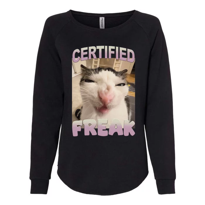 Certified Freak Cat Meme Funny Pet Humor Womens California Wash Sweatshirt