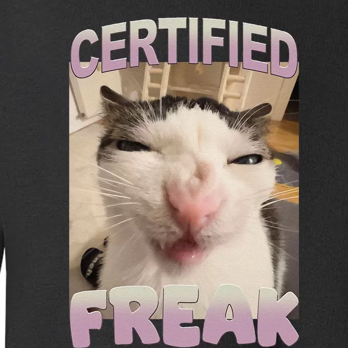 Certified Freak Cat Meme Funny Pet Humor Toddler Sweatshirt