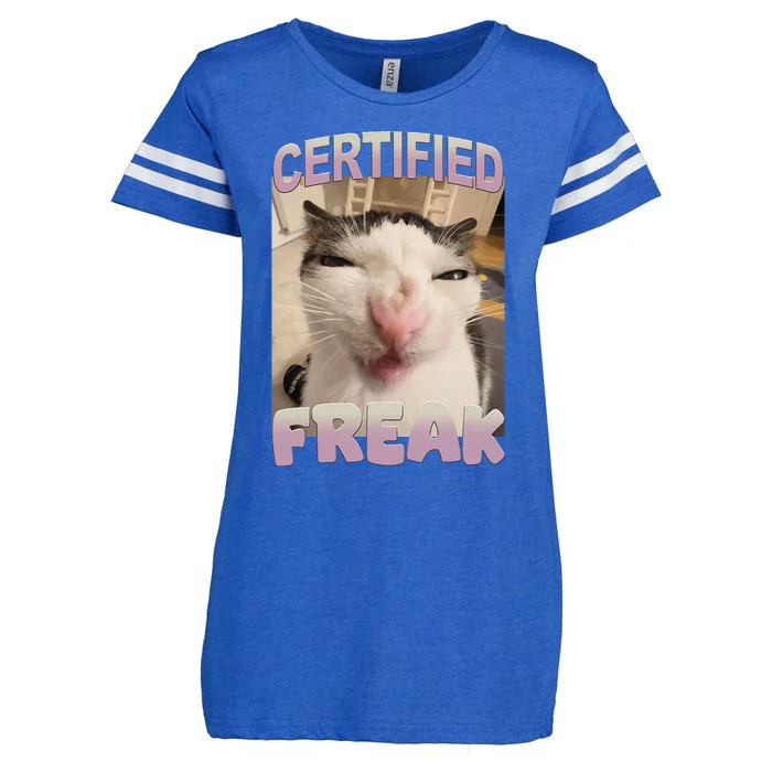 Certified Freak Cat Meme Funny Pet Humor Enza Ladies Jersey Football T-Shirt