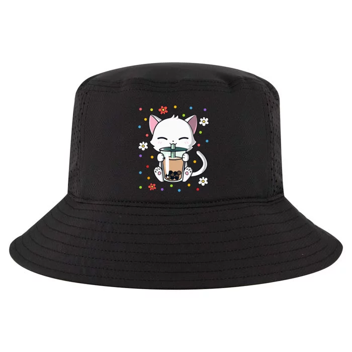 cat Funny Cat Boba Tea Bubble Tea Kawaii Anime Japanese Cool Comfort Performance Bucket Hat