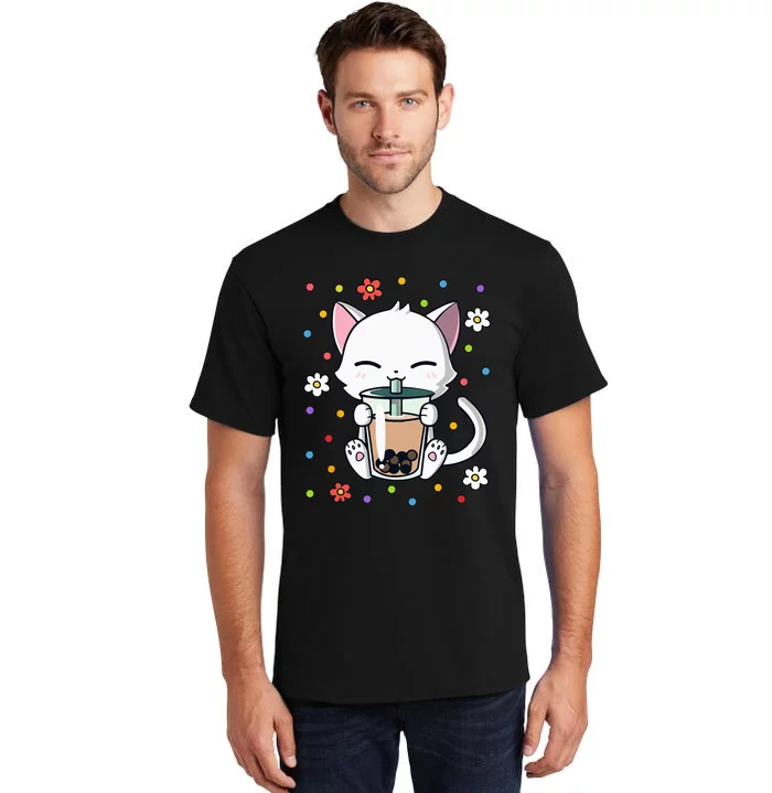 cat Funny Cat Boba Tea Bubble Tea Kawaii Anime Japanese Tall T-Shirt