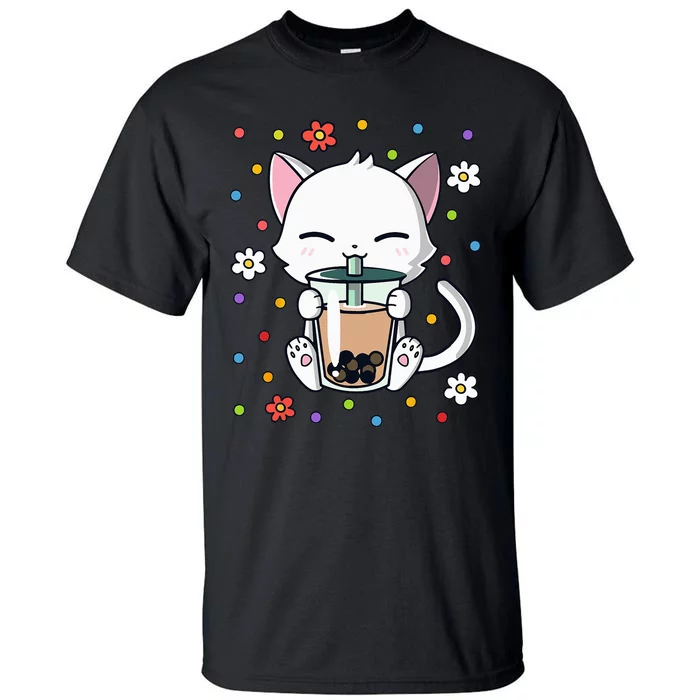 cat Funny Cat Boba Tea Bubble Tea Kawaii Anime Japanese Tall T-Shirt