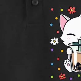 cat Funny Cat Boba Tea Bubble Tea Kawaii Anime Japanese Dry Zone Grid Performance Polo