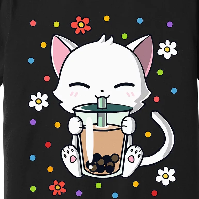 cat Funny Cat Boba Tea Bubble Tea Kawaii Anime Japanese Premium T-Shirt