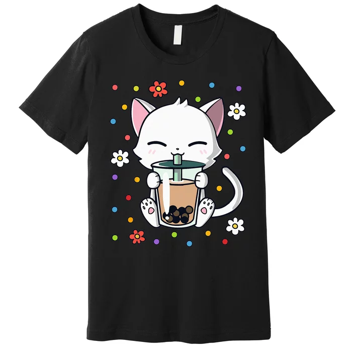 cat Funny Cat Boba Tea Bubble Tea Kawaii Anime Japanese Premium T-Shirt