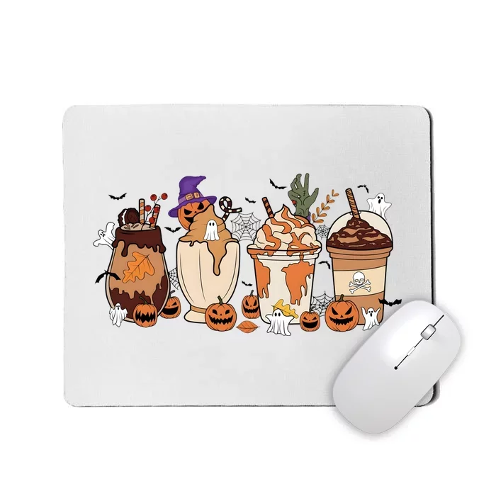 Corgi Fall Coffee Pumpkin Halloween Witch Mousepad