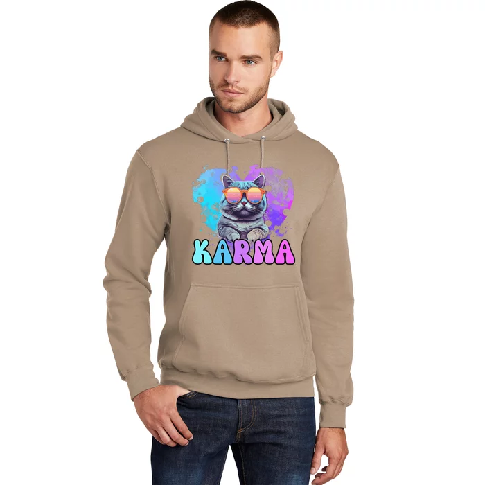 Cute Funny Cat Lover Heart Shape Karma Hoodie