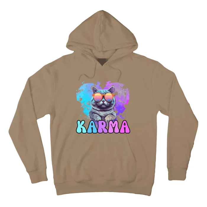 Cute Funny Cat Lover Heart Shape Karma Hoodie