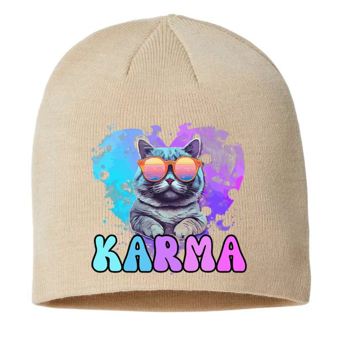 Cute Funny Cat Lover Heart Shape Karma 8 1/2in Sustainable Knit Beanie