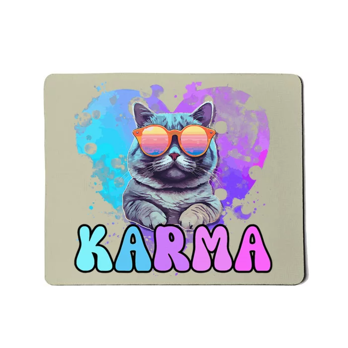 Cute Funny Cat Lover Heart Shape Karma Mousepad