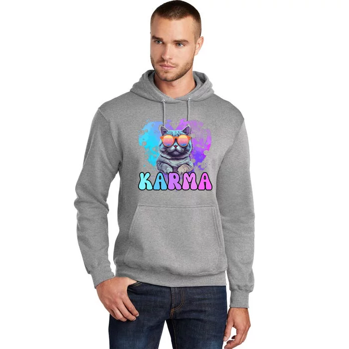 Cute Funny Cat Lover Heart Shape Karma Tall Hoodie