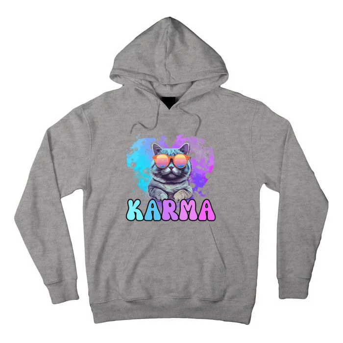 Cute Funny Cat Lover Heart Shape Karma Tall Hoodie