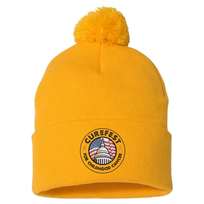 Curefest For Childhood Cancer 2024 Design 1 For Light Fabric Pom Pom 12in Knit Beanie