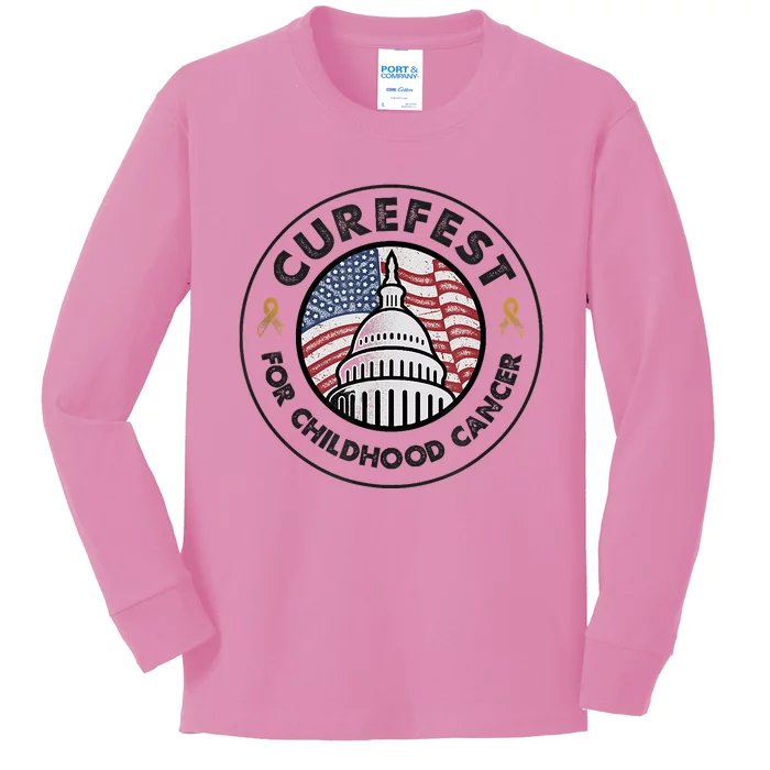 Curefest For Childhood Cancer 2024 Design 1 For Light Fabric Kids Long Sleeve Shirt