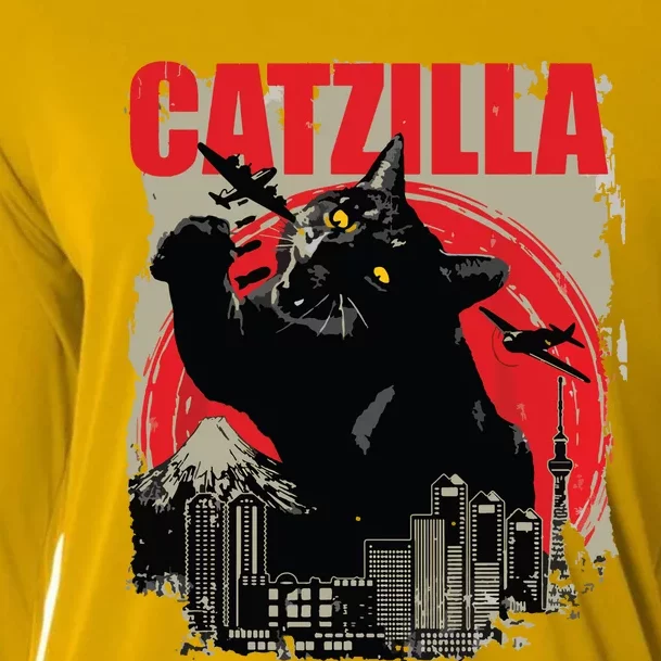 Catzilla Funny Cat Lover Kitten Kitty Short Sleeve Small Cooling Performance Long Sleeve Crew