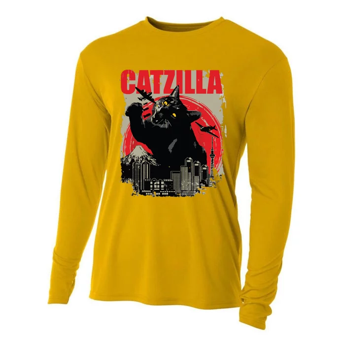 Catzilla Funny Cat Lover Kitten Kitty Short Sleeve Small Cooling Performance Long Sleeve Crew