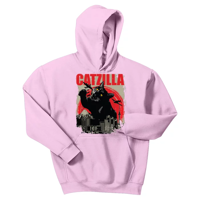 Catzilla Funny Cat Lover Kitten Kitty Short Sleeve Small Kids Hoodie