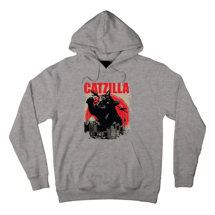 Catzilla Funny Cat Lover Kitten Kitty Short Sleeve Small Tall Hoodie