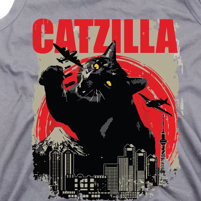 Catzilla Funny Cat Lover Kitten Kitty Short Sleeve Small Tank Top