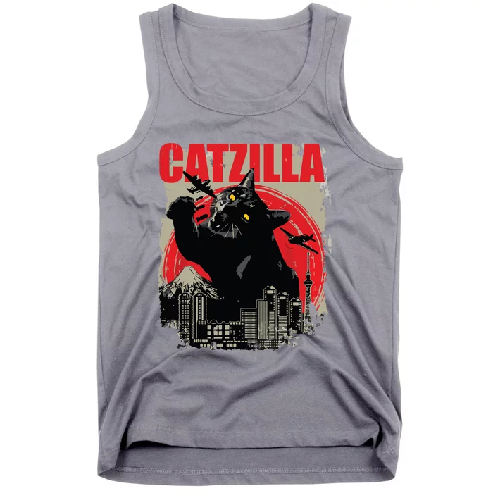 Catzilla Funny Cat Lover Kitten Kitty Short Sleeve Small Tank Top