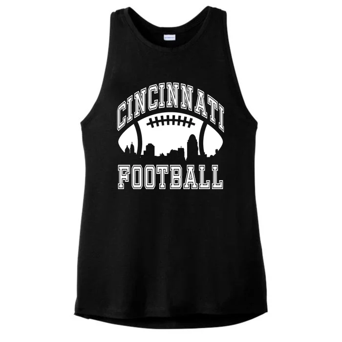 Cincinnati Football City Skyline Ladies Tri-Blend Wicking Tank