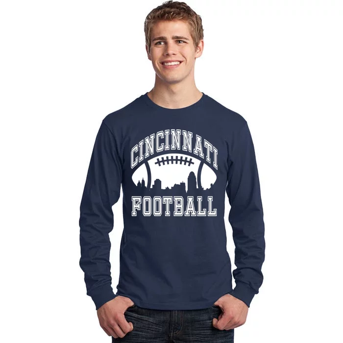 Cincinnati Football City Skyline Tall Long Sleeve T-Shirt