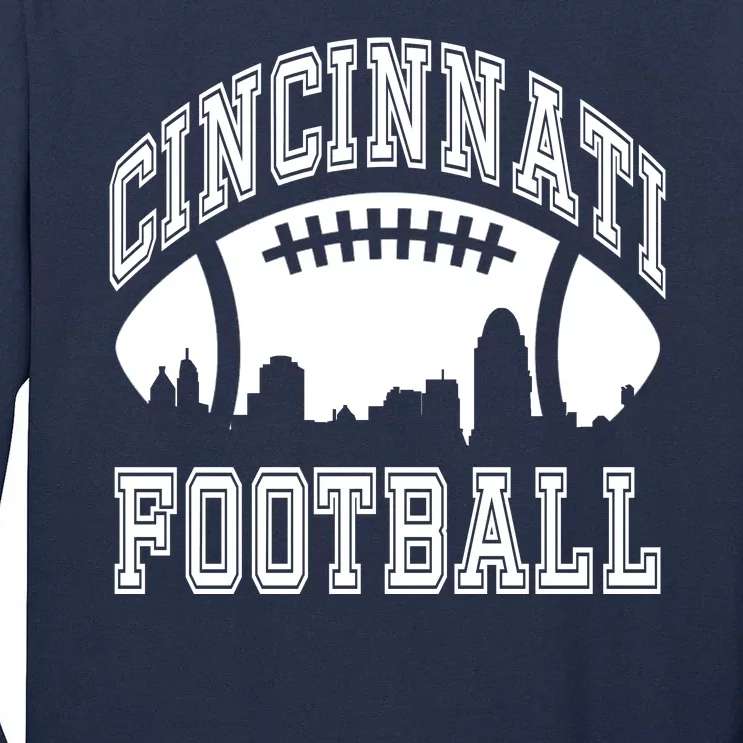 Cincinnati Football City Skyline Tall Long Sleeve T-Shirt