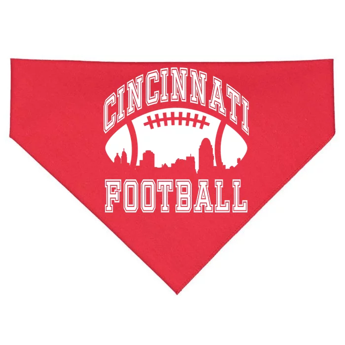 Cincinnati Football City Skyline USA-Made Doggie Bandana