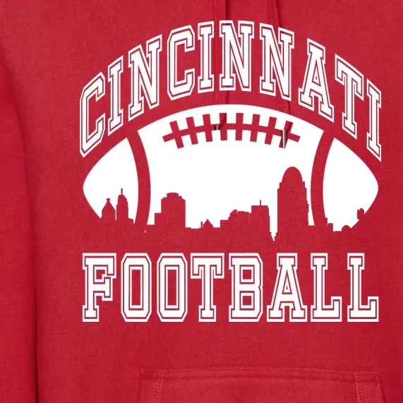 Cincinnati Football City Skyline Premium Hoodie