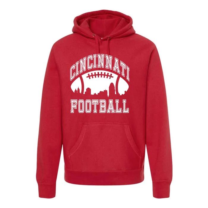 Cincinnati Football City Skyline Premium Hoodie