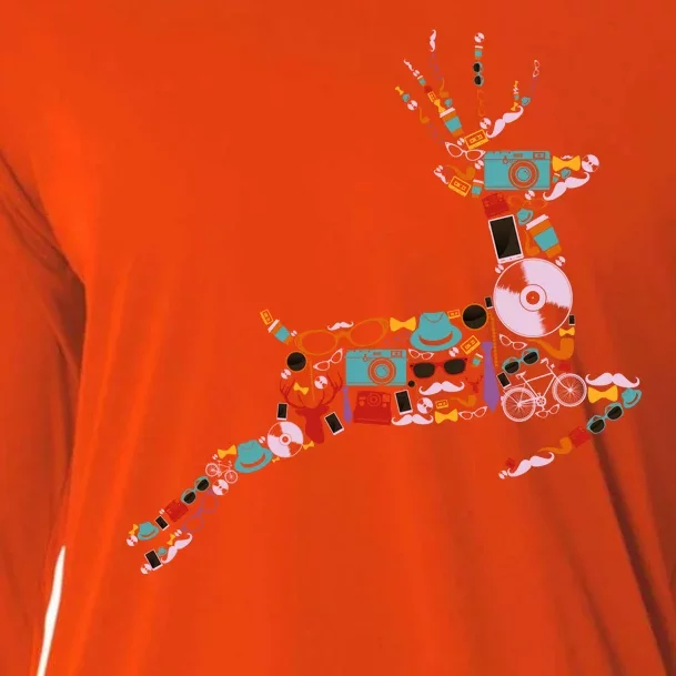 Cool Festive Christmas Gifts Pattern Reindeer Cooling Performance Long Sleeve Crew