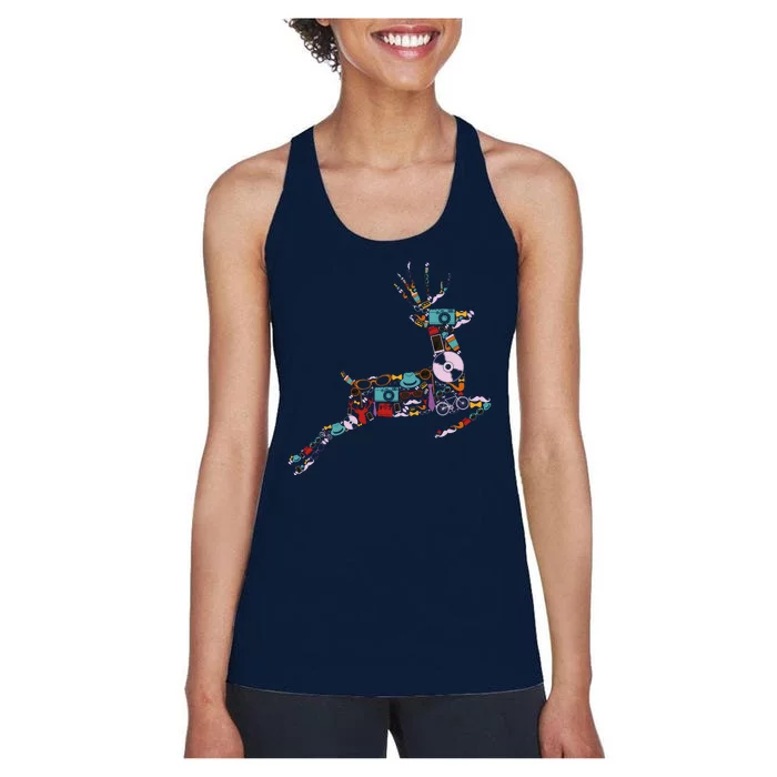 Cool Festive Christmas Gifts Pattern Reindeer Women's Racerback Tank